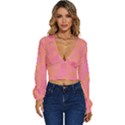 Geometric Pink Ocean  Long Sleeve Deep-V Velour Top View1