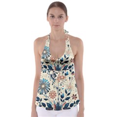 Flowers Bloom Blossom Flora Modern Tie Back Tankini Top by Salmanaz77