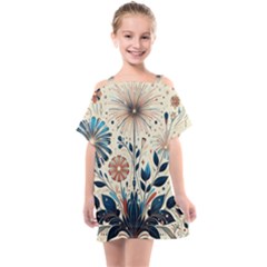 Flowers Bloom Blossom Flora Modern Kids  One Piece Chiffon Dress by Salmanaz77