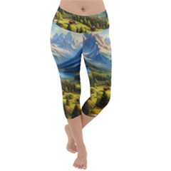 Forest Landscape Nature Trees Lightweight Velour Capri Yoga Leggings by Salmanaz77