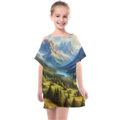 Forest Landscape Nature Trees Kids  One Piece Chiffon Dress by Salmanaz77