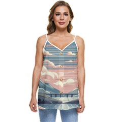 Artwork Painting Sculpture Nature Casual Spaghetti Strap Chiffon Top by Salmanaz77