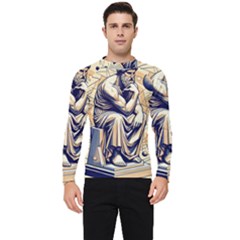 Thinker Sculpture Design Geometric Men s Long Sleeve Rash Guard by Salmanaz77