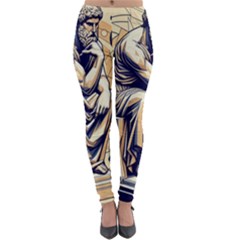 Thinker Sculpture Design Geometric Lightweight Velour Leggings by Salmanaz77