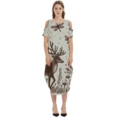 Artwork Graffiti Painting Creative Cold Shoulder Loose Fit Dress With Pockets by Salmanaz77