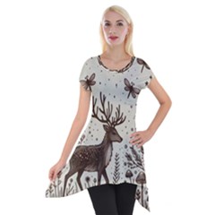 Artwork Graffiti Painting Creative Short Sleeve Side Drop Tunic by Salmanaz77