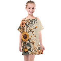 Sunflower Flowers Nature Trees Kids  One Piece Chiffon Dress by Salmanaz77