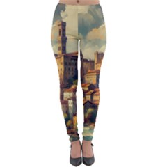 Village Houses Buildings Facade Lightweight Velour Leggings by Salmanaz77