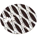 Black Minimalist Leaves Wooden Puzzle Round View3