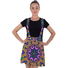 Mandala Fishes   Velvet Suspender Skater Skirt by ConteMonfrey