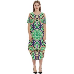 Cold Colors Mandala   Cold Shoulder Loose Fit Dress With Pockets by ConteMonfrey