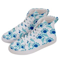 Blue Daisy Minimalist Leaves   Women s Hi-top Skate Sneakers by ConteMonfrey