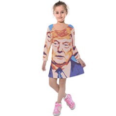 Orange Donald Trump Kids  Long Sleeve Velvet Dress by vintagetrump