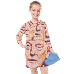 Orange Donald Trump Kids  Quarter Sleeve Shirt Dress by vintagetrump