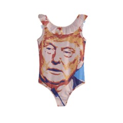 Orange Donald Trump Kids  Frill Swimsuit by vintagetrump