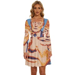 Orange Donald Trump Long Sleeve Wide Neck Velvet Dress by vintagetrump