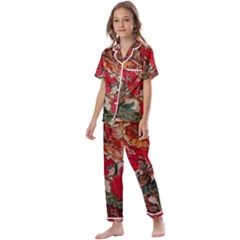 Floral Design 05 Kids  Satin Short Sleeve Pajamas Set by myclothy