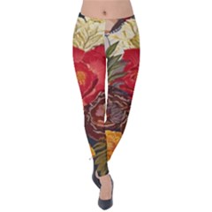 Floral Design 06 Velvet Leggings by myclothy