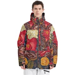 Floral Design 06 Men s Multi Pockets Zip Ski And Snowboard Waterproof Breathable Jacket by myclothy