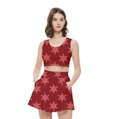 Illustrations Red Abstract Pattern Seamless Texture Women s Crop Top Pleated Skater Rave Skirt by Hannah976