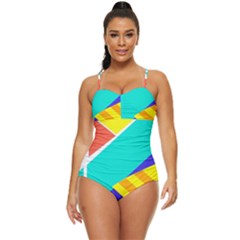 Geometric  Design 04 Retro Full Coverage Swimsuit by myclothy