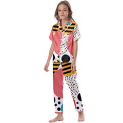 Geometric Design 07 Kids  Satin Short Sleeve Pajamas Set by myclothy