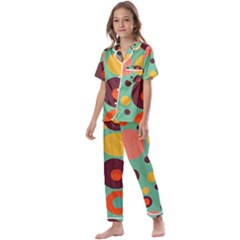 Geometric Design 11 Kids  Satin Short Sleeve Pajamas Set by myclothy