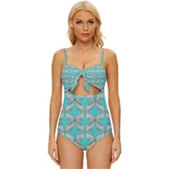 Geometric Design 13 Knot Front One-piece Swimsuit by myclothy