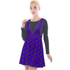 Blue Pattern Red Texture Plunge Pinafore Velour Dress by Mariart