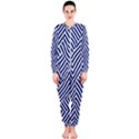 Blue and White Abstract Stripes OnePiece Jumpsuit (Ladies) View1