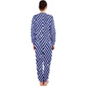 Blue and White Abstract Stripes OnePiece Jumpsuit (Ladies) View2