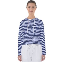 Blue And White Abstract Stripes Women s Slouchy Sweat by SpinnyChairDesigns