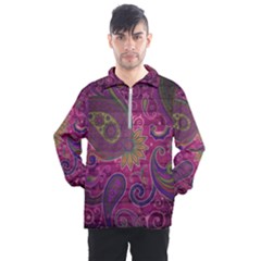 Abstract Purple Pattern Men s Half Zip Pullover by Bedest