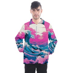 Waves Mountains Sky Men s Half Zip Pullover by Grandong