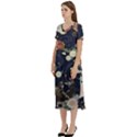 Japanese Wave Koi Illustration Pattern T-Shirt Midi Dress With Pockets View2