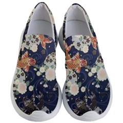 Japanese Wave Koi Illustration Pattern Women s Lightweight Slip Ons by Ndabl3x