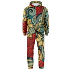 Pattern Shape Colorful Flower Leaves Hooded Jumpsuit (men) by Posterlux