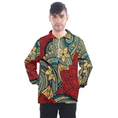 Pattern Shape Colorful Flower Leaves Men s Half Zip Pullover by Posterlux