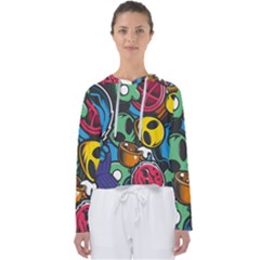 Funky Alien Pattern Abstract Colourful Drawing Women s Slouchy Sweat by Posterlux