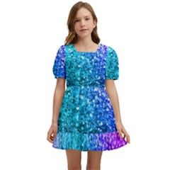 Rainbow Colors Colorful Pattern Kids  Short Sleeve Dolly Dress by Posterlux