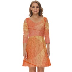 Abstract Texture Of Colorful Bright Pattern Of Transparent Leaves Of Orange And Yellow Color Shoulder Cut Out Zip Up Dress by Posterlux