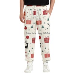 Happy Holiday Xmas Christmas Pattern Men s Elastic Waist Pants by Paksenen