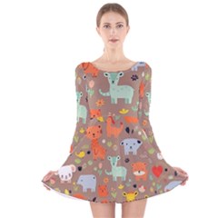 Pet Animal 05 Long Sleeve Velvet Skater Dress by myclothy