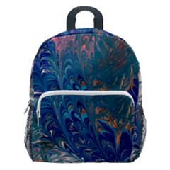 Blue Feathers And Flames Kids  Age 5-10 Lightweight School Backpack With Side Pockets by kaleidomarblingart