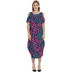 Summer Pineapples Cold Shoulder Loose Fit Dress With Pockets by Paksenen