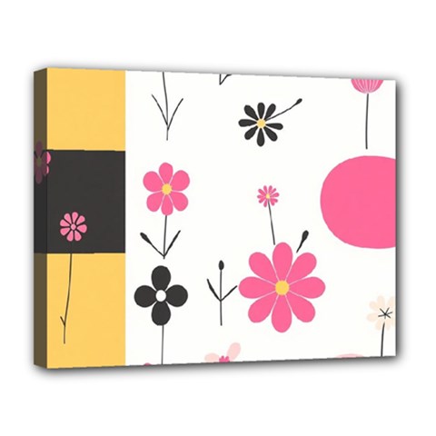  Minimalist Pattern With Simple Lines,flower And Shapes, Creating A Clean And Modern Canvas 14  X 11  (stretched) by myclothy