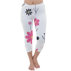  Minimalist Pattern With Simple Lines,flower And Shapes, Creating A Clean And Modern Capri Winter Leggings  by myclothy