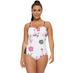  Minimalist Pattern With Simple Lines,flower And Shapes, Creating A Clean And Modern Retro Full Coverage Swimsuit by myclothy