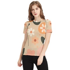 Minimalist Pattern With Simple Lines,flower And Shapes, Creating A Clean And Modern Women s Short Sleeve Rash Guard by myclothy