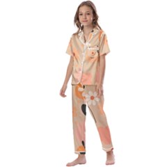 Minimalist Pattern With Simple Lines,flower And Shapes, Creating A Clean And Modern Kids  Satin Short Sleeve Pajamas Set by myclothy